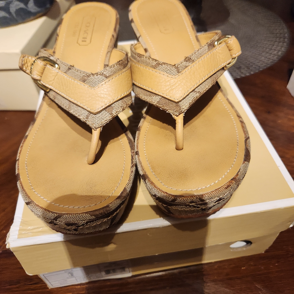Coach Tan and Brown Sandals